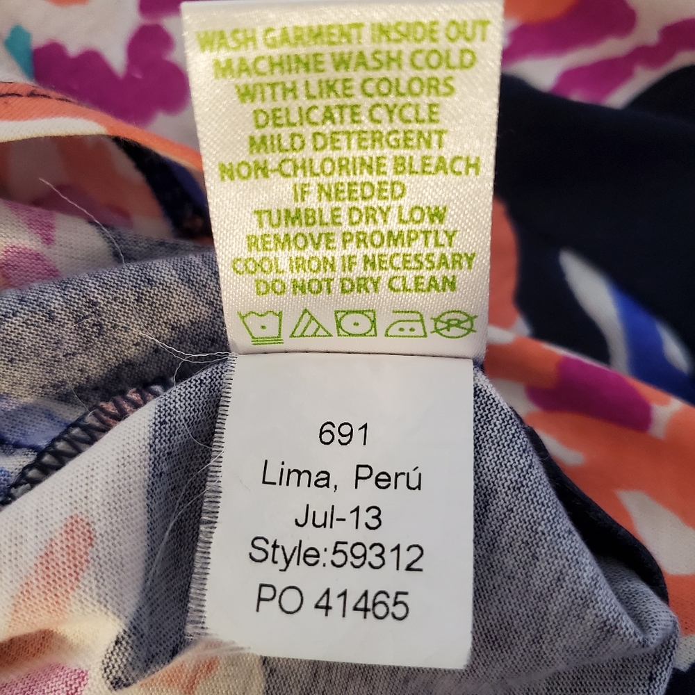 Lilly Pulitzer Talia Top Women Medium Navy Floral Resortwear Beach Comfy Coastal - Picture 10 of 15